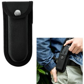 1 Pc Black Nylon Pocket Knife Holder, Folding Knife and Folding Pliers Sheath with Snap Closure & Belt Loop, Vertical/Horizontal Knife Case for Belt for Outdoor and Daily Use
