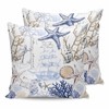 Outdoor Throw Pillow Cover Ocean Starfish Shell Coral Sailboat Waterproof