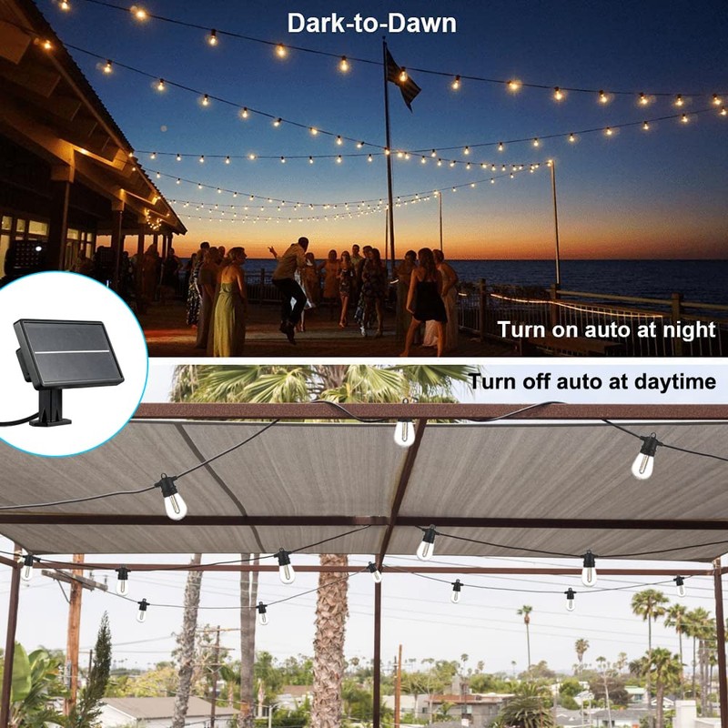 SUNTHIN 24ft Solar String Lights, USB Rechargeable Solar Outdoor Lights