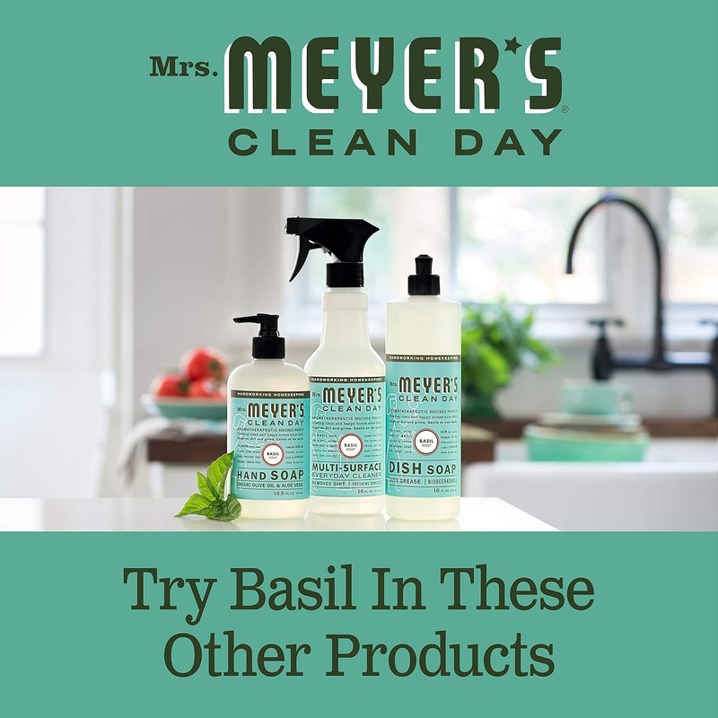 MRS. MEYER'S CLEAN DAY Liquid Dish Soap, Biodegradable Formula, Basil,