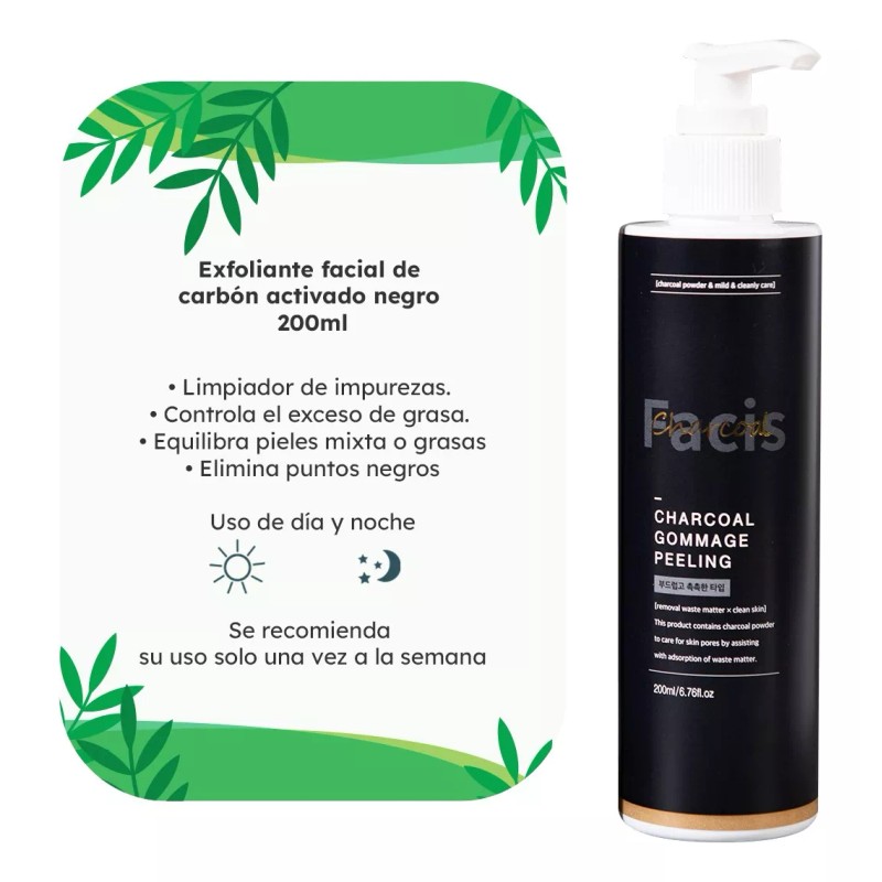 Facis Gel Exfoliante Facial De Carbón Activado Negro 200ml