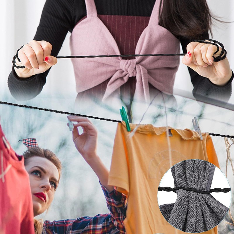Portable Travel Clothes Washing Line Clothesline Extendable Elastic Clothesline Cup