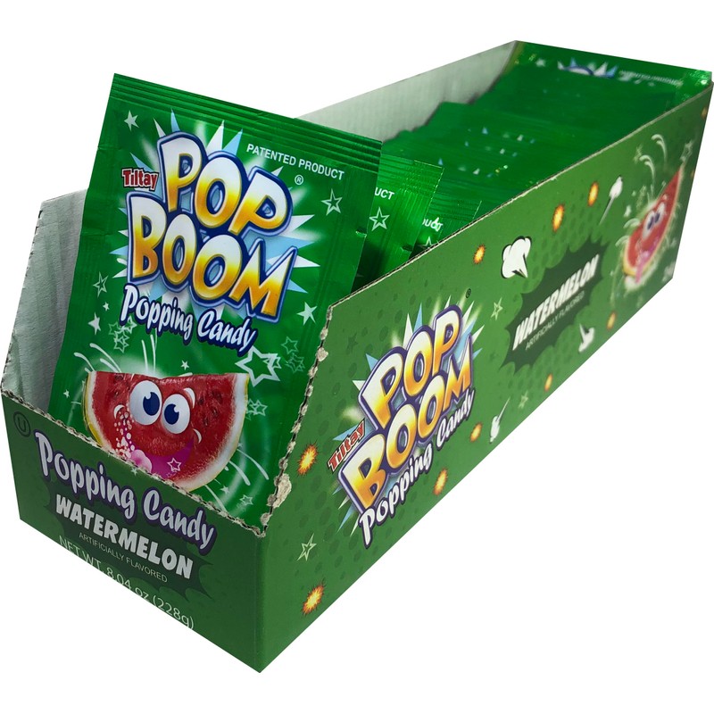 Tiltay Pop Boom – Watermelon Flavor Popping Candy with display
