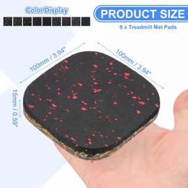 PATIKIL 8 Pcs Treadmill Mat Pads, 4x4x0.6 High Density Foam Anti Vibration Pad Sound Proof Floor Mat Exercise Equipment Mat for Carpet Protect Noise Reduction Home Gym, Red
