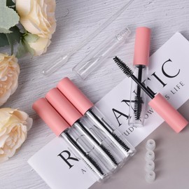 Empty Mascara Tube and Eyelash Wand Refillable Plastic Mascara Tubes 10ml Eyelash Cream Clear Container Bottle Empty for Castor Oil with Inner Plug Avoid Leaking