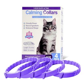 Bsofter 4 Pack Calming Collar for Cats - Adjustable Calming Cat Collar,Cat Stress and Anxiety Relief,Cat Pheromones Calming Collar for Small,Medium Large Cat