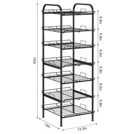 BTY Water Bottle Organizer 7 Tier Freestanding Water Bottle Storage Organizer Metal Bottle Rack Holder Stand Shelf for Kitchen Pantry Food Storage (Black)