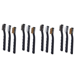 12 Mini Cepillos Cerdas De Alambre, Acero Y Nylon 18cm