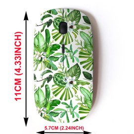 mouse inalámbrico de 2.4 G con bonito diseño de patrón para todas las computadoras portátiles y computadoras de computadora con nanoreceptor, hojas de plátano tropicales