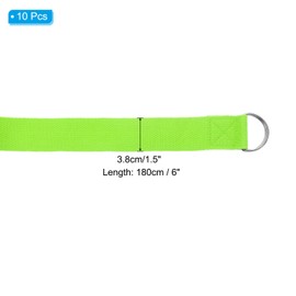 PATIKIL Yoga Strap for Stretching 6 Feet, 10Pcs Cotton Yoga Belt with Adjustable Metal D-Ring Buckle Stretch Bands for Fitness Pilates, Lime Green