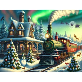 The Christmas Express Train 1000 Piece Festive Santa Jigsaw Puzzle For Adults - Family Fun Games For Xmas - Made In Britain Size 66 x 50cm