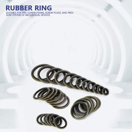 240Pcs Washer, Flat Washer, Metal Rubber Sealing Oil Ring, Rubber Ring, 68 8 mm NBR Drain Plug Gasket Set with Plastic Box
