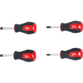 BGS Diy 90727 Carburettor Screwdriver Set | 4 Pieces | Slotted / Phillips PZ | Blade Length 40 mm | Stubby