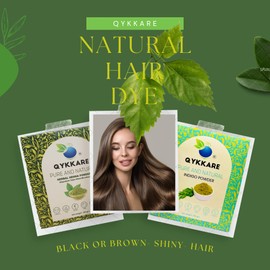 Qykkare Indigo and Herbal Henna Powder for Black Hair ( Pack of 2) 100gm x 2 = 200 gm