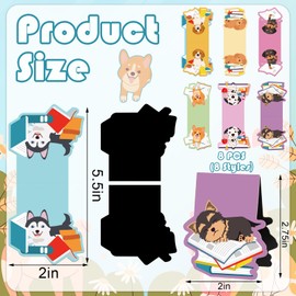 FYSUIMU 8Pcs Dog Magnetic Bookmark Cute Puppy Book Marker Animal Magnet Page Clip for Teacher Student Reading Book Lover Gift