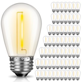 GvvooHome 64 Pack LED S14 Replacement Light Bulbs, Shatterproof 1W Vintage Edison Bulbs for Outdoor Patio Backyard String Lights, Dimmable, E26 Screw Base, 2200K Warm White