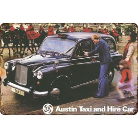 LUCKYLINDE Retro Tin Sign Suitable for Austin Oldtimer Fans and Lovers, Workshop and Garages Sign, 20 x 30 cm - Taxi 1