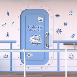 15Pcs Wedding Cruise Door Magnets Blue Just Married Cruise Door Magnets Miss to Mrs Bachelorette Decorations, Something Blue Before I Do Engagement Anniversary Wedding Party Decorations Supplies