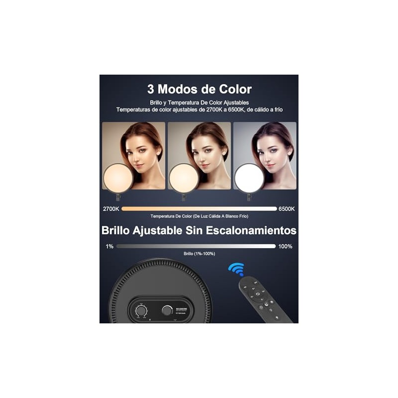 Tobeape Anillo de Luz LED 33cm (13) con Base Redonda