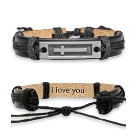 Soul Statement Leather Cross Bracelet for Teens & Men, Cool Christian Gift Ideas for Teenagers for Confirmation, Baptism, Easter Basket Stuffer