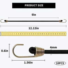 Tensor de Equipaje de Cuerda elástica con Ganchos Correa elástica Cordones elásticos de Extensor Ajustable Correa para Acampar 10 PCS