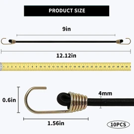 Tensor de Equipaje de Cuerda elástica con Ganchos Correa elástica Cordones elásticos de Extensor Ajustable Correa para Acampar 10 PCS
