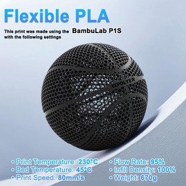 yxpolyer Flexible PLA Pro PLA 3D Printer Filament Black for Printing Airless Basketball, Lightweight High-Elastic Soft PLA 1.75mm 1KG with Reusable PC Spool - Compatible with Most FDM Printers