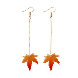 Red Maple Leaf Pearl Dangle Earrings Thanksgiving Christmas Drop Dnagle Earrings Jewelry for Women Autumn Vibe Jewelry-Long