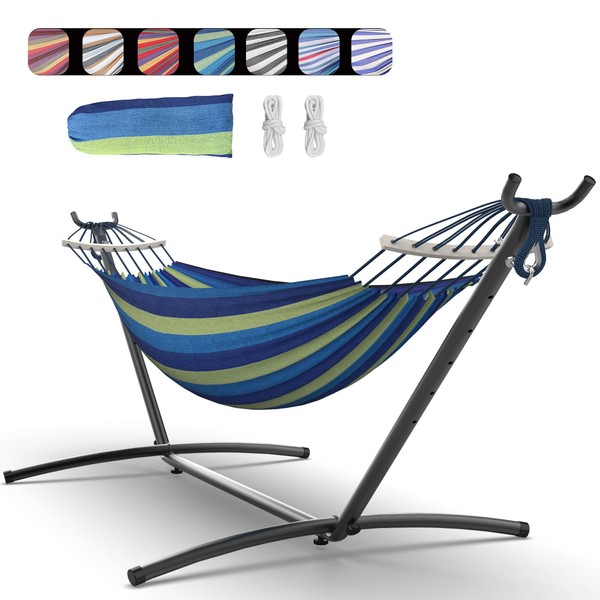 Everyfun Everyfun Double Hammock with Space-Saving Steel Stand, 2 Person