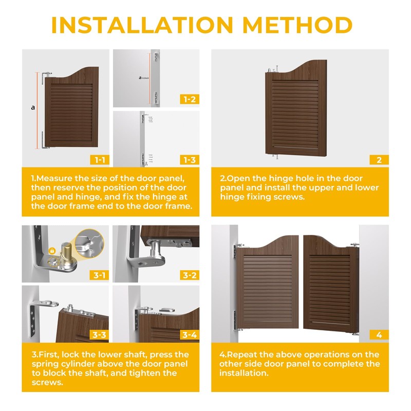goldenwarm Self-Return Saloon Door Hinges, 1 Set – 304 Stainless