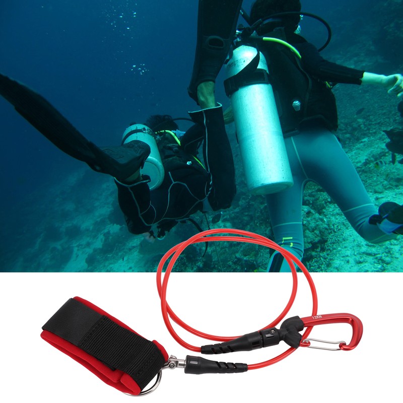Freediving Lanyard Leash Diving Safety Rope Cable with Wristband Carabiner