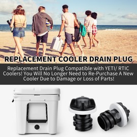 Cooler Plug for YETI, 4 Pack Cooler Drain Plug Compatible with YETI & RTIC Coolers Leak-Proof Plug Replacement for YETI Tundra Roadie Tank and RTIC Coolers