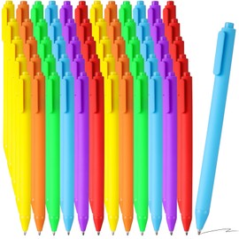Nezyo 60 Pack Retractable Ballpoint Black Ink Pens Bulk Pens Office Pens Colored Ballpoint Pens Cute Pens Smooth Writing Aesthetic Pens for Daily Writing Notebook Office School (Bright Colors)