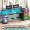 Reversible Computer Desk with File Drawers, Storage &LED Light, Home