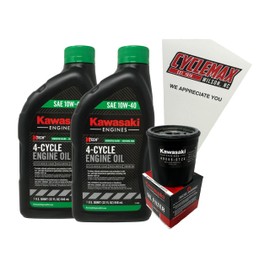 Cyclemax Oil Change Kit fits Kawasaki 49065-0724/99969-6296 Engines includes Kawasaki Oil Filter & 2 Quarts Of 4 Cycle 10W40 Oil