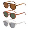 LJCZKA Retro Round Sunglasses Mens Womens Classic Trendy Flat Top