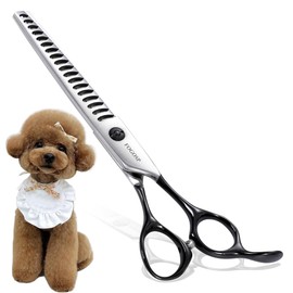 FOGOSP Dog Thinning Shears for Grooming 6.75" Chunker Shears Quickly Thinning Thick Hair Professional Dog Grooming Scissors for Small Dogs Right Handed Groomer Japan 440C 18 Teeth (Chunker, Black)