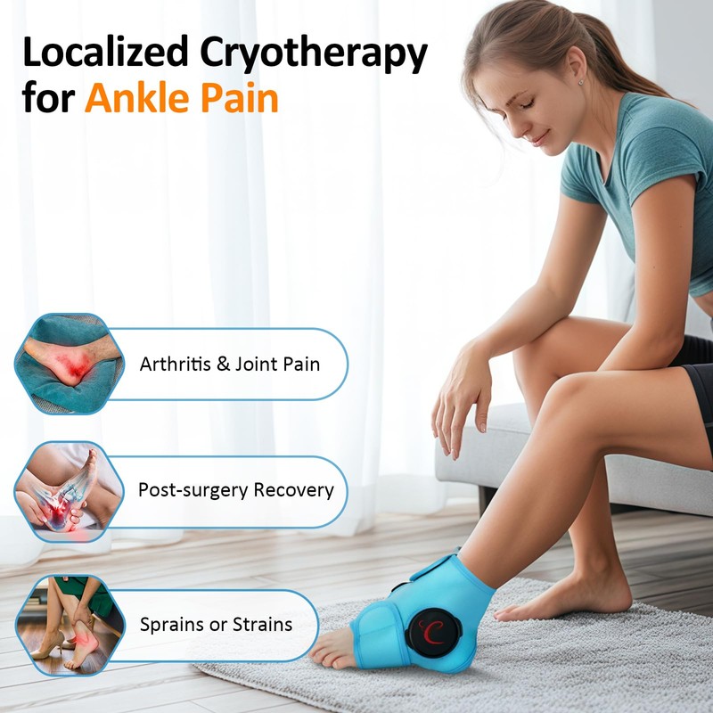 Comfytemp Ankle Ice Pack Wrap, Refillable Wearable Ice Bags for