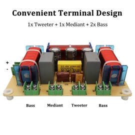 HiQltyla 400W 4-Way Speaker Crossover, RCEDA-406 Passive Crossover for Car Home Audio 4 to 8 Ohm 2X Bass + 1x Mediant+ 1x Tweeter Systems