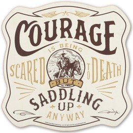 Open Road Brands John Wayne Courage is Saddling Up Anyway Wood Wall Decor - Vintage John Wayne Cowboy Sign for Man Cave or Office