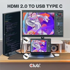 Club 3D 4K 60Hz HDMI a USB Tipo C Cable de vídeo HDMI 2.0 (macho) a USB tipo C (macho) convertidor de monitor activo 5.9 ft/6 pies CAC-1334