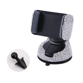 Bling Car Phone Holder， 360°Adjustable Crystal Auto Phone Mount Universal Rhinestone Car Stand Phone Holder Car Accessories for Windshield Dashboard and Air Outlet