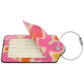 2 Pcs Luggage Tags for Suitcase, Cute Unique PU Leather Travel Bag Tag with Privacy Cover ID Label Address Card and Durable Metal Ring Suitable for Men Women Backpack (Pink Shape)