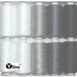 Set of Sewing Thread Polyester White Black Grey for Sewing Machine 10 Sp. a. 500 m Sewing Thread (0.24 € / 100 m) 3217