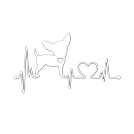 [JASDESIGN] Dog Sticker Sticker Chihuahua Sideways Heart Dog Dog Dog Car Motorcycle Decal JM-144 (White Silver, 1)
