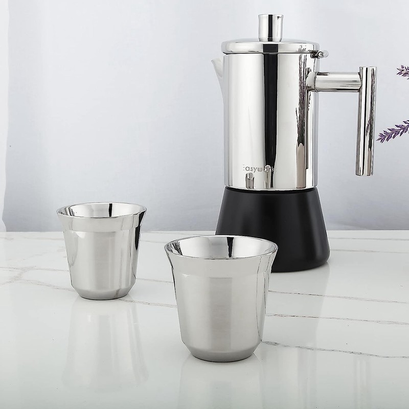 Easyworkz Stainless Steel Espresso Cups Double Wall Insulated 150ml Demitasse