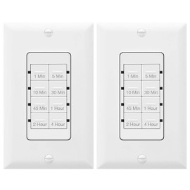 TOPGREENER-Temporizador de interruptor de cuenta regresiva de 4 horas | Interruptor eléctrico de pared para ventiladores, luces, calentadores de ventilación, se requiere neutro, LED de 600 W, 1/2 HP, listado en UL, TGT08, blanco, paquete de 2