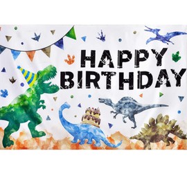 Samcos Birthday Tapestry Birthday Party Decor 1 Set Cute Jurassic Dinosaur Happy Birthday Tapestry Decor Photography Backdrop Wall Hanging Kids