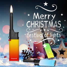 Navpeak Mini Candle Lighter Colorful Set Multipurpose Utility Lighters with Extended Wand Handy Gas Refillable for Kitchen Fireplace Pilot Light BBQ Grill Stove 5 Pack (Butane Included)