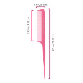 Allegro Combs 441. 8.5 In. Rat Tail Combs Pintail Braiding Or Parting Fine Teeth Rattail Hair Picks Combs Set For Hair Styling USA. 6 Pc. (DEEP PINK)